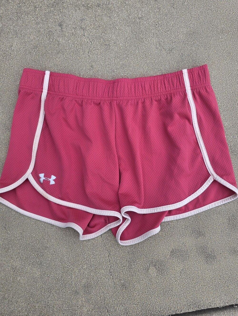 Under Armour Women's Hot Pink Athletic Running Shorts with White Trim